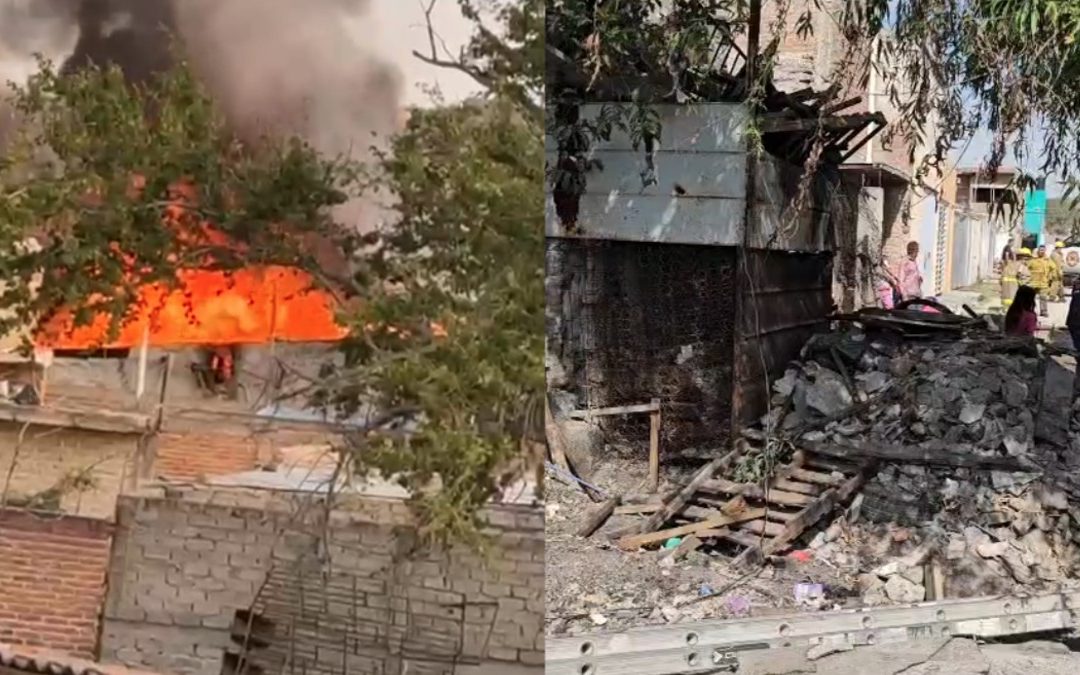 Incendio en El Salto: Casa consumida por chatarra y familia evacuada a tiempo