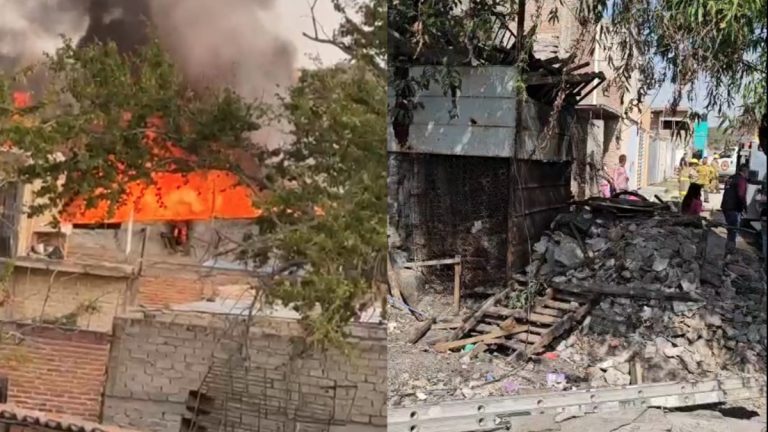 Incendio en El Salto: Casa consumida por chatarra y familia evacuada a tiempo
