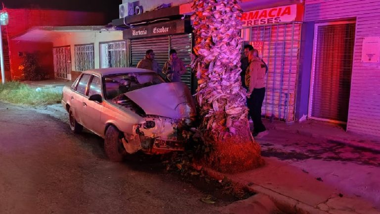 Accidente automovilístico en Torreón: Menores de edad chocan contra palma y sufren fracturas