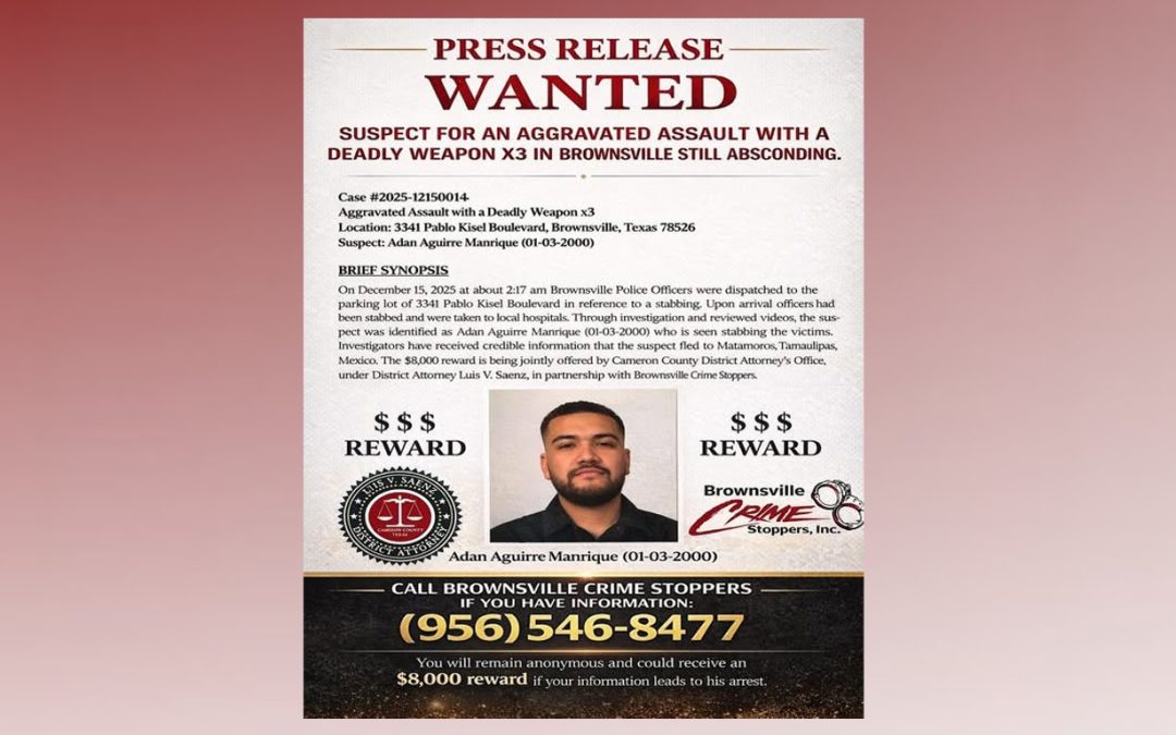 Buscan a sospechoso por triple agresión agravada con arma mortal en Brownsville
