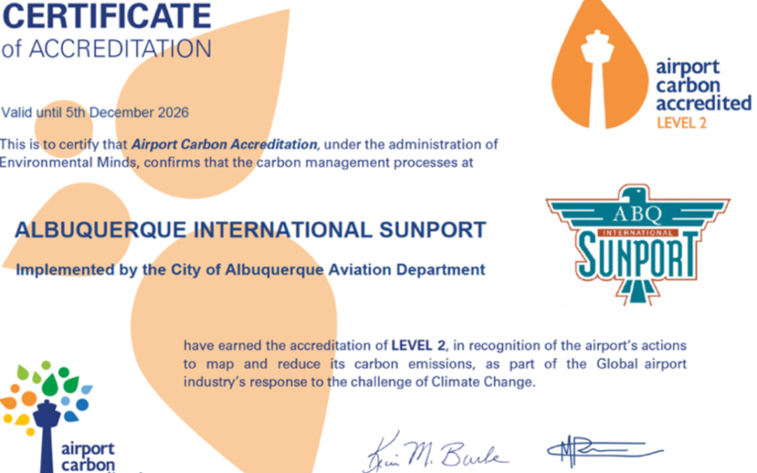 Sunport de Albuquerque: Logra Acreditación Ambiental Nivel 2 por Reducción de Emisiones