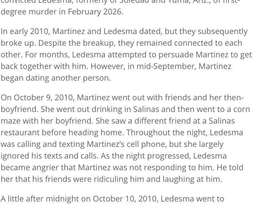 Condena a Cadena Perpetua para Noel Aguilera Ledesma por Asesinato en Monterey