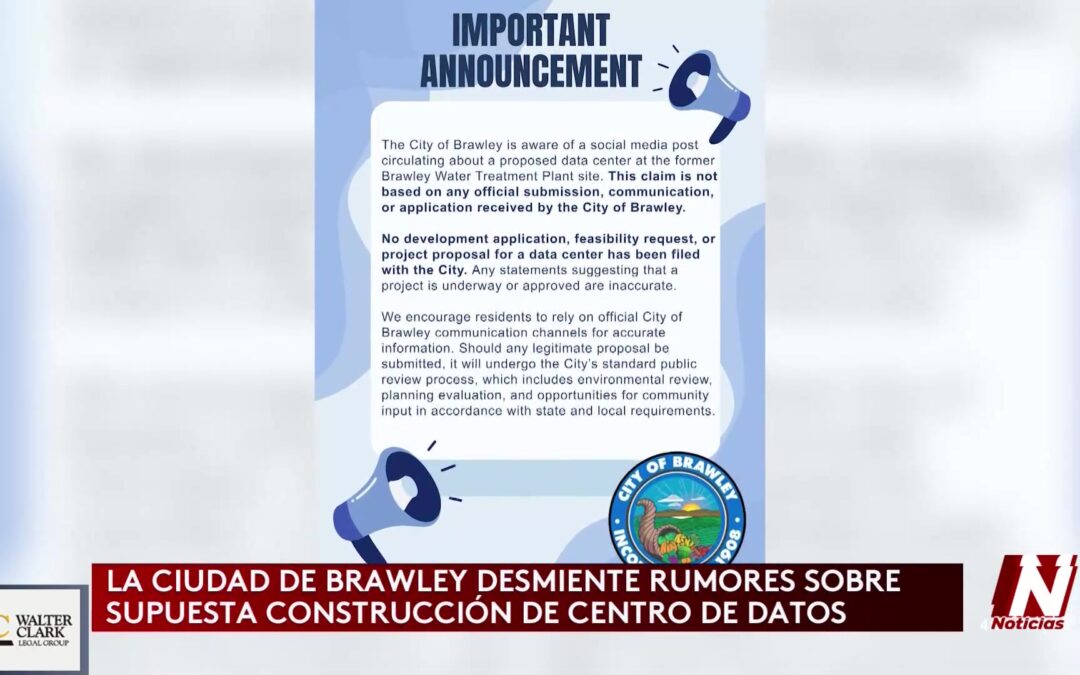 Rumores Desmentidos: Brawley Aclara Situación del Centro de Datos