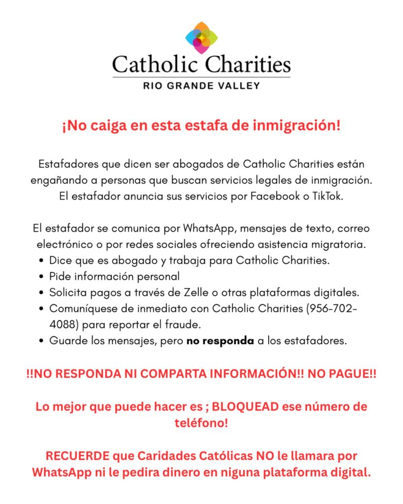 Caridades Católicas alerta sobre estafa que suplanta sus servicios legales