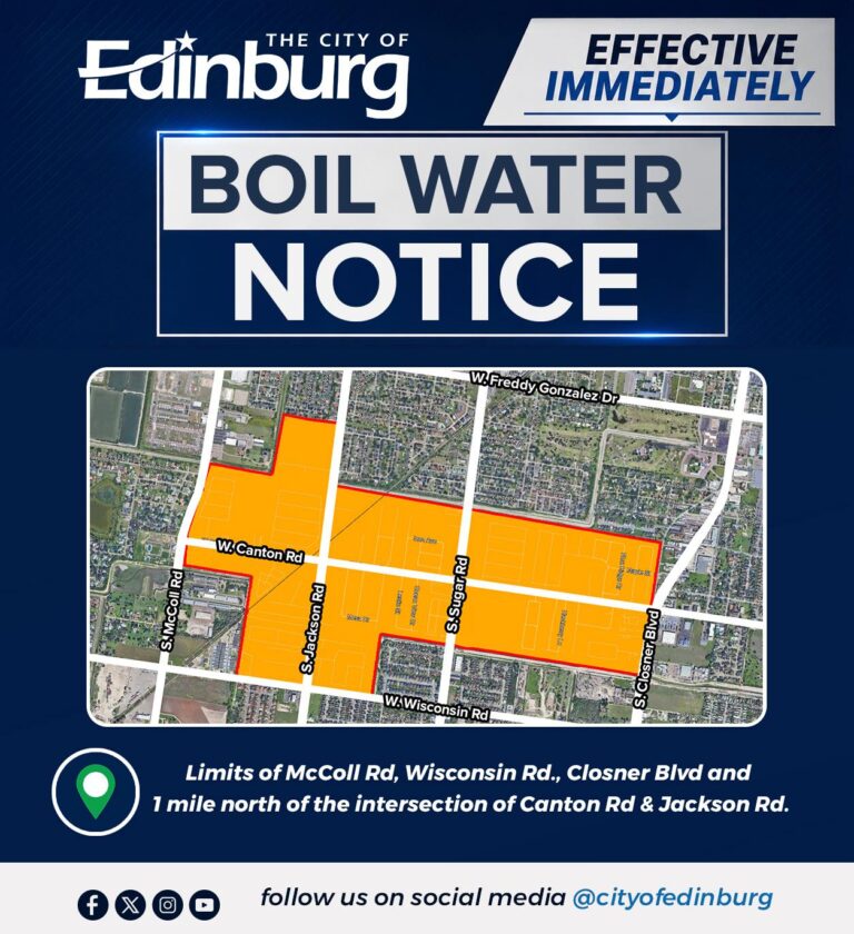 Emiten aviso de hervir agua en Edinburg tras ruptura de tubería principal
