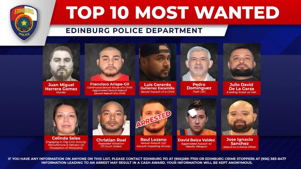 Piden apoyo para localizar a los más buscados de Edinburg