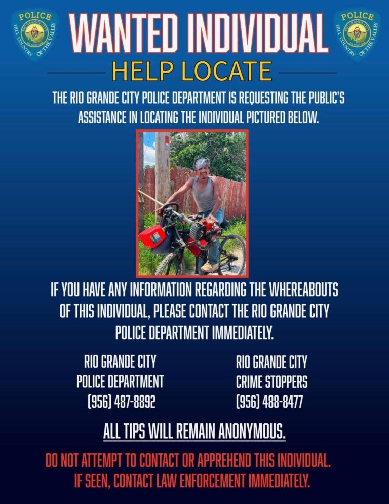 Autoridades Solicitan Ayuda para Localizar a Individuo Buscado en Rio Grande City