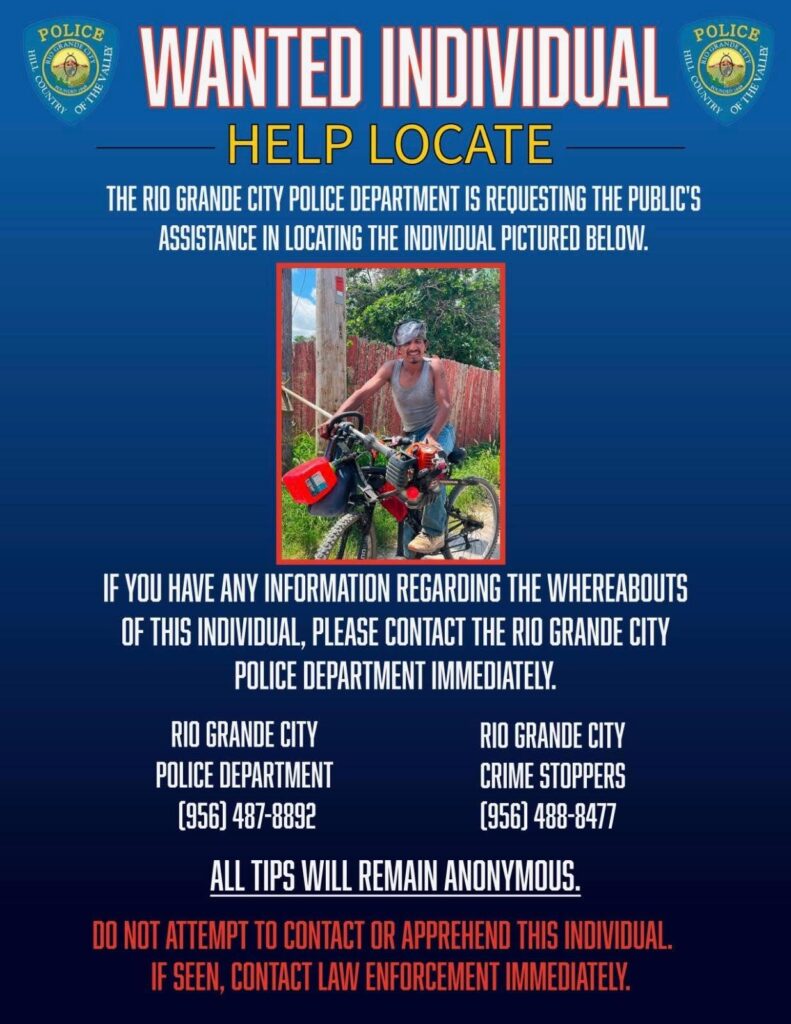 Autoridades Solicitan Ayuda para Localizar a Individuo Buscado en Rio Grande City