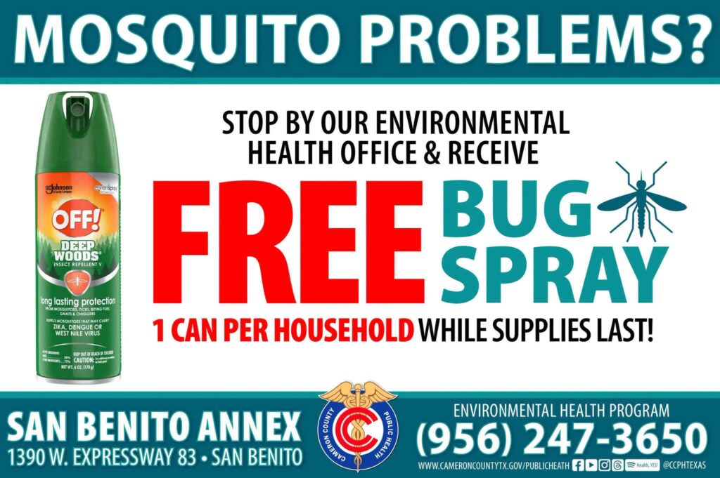 Cameron County distribuye repelente gratuito ante aumento de mosquitos tras lluvias recientes
