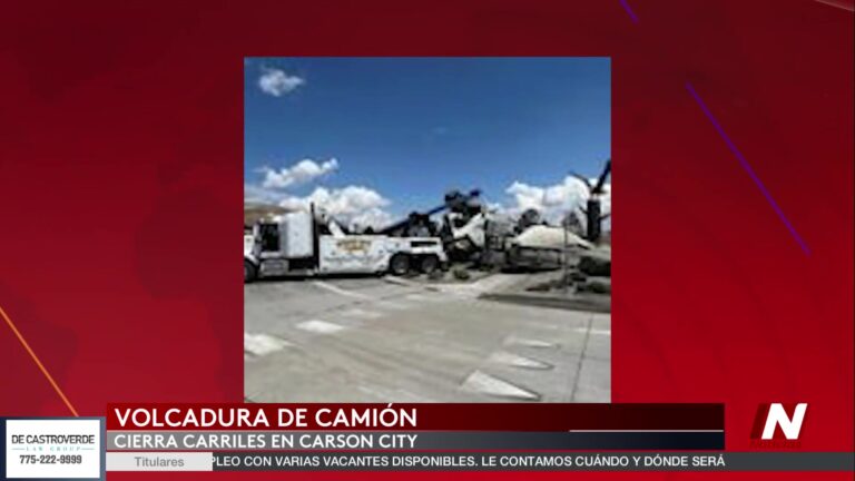 Accidente de camión de cemento en Carson City provoca cierre de carriles y derribo de un poste