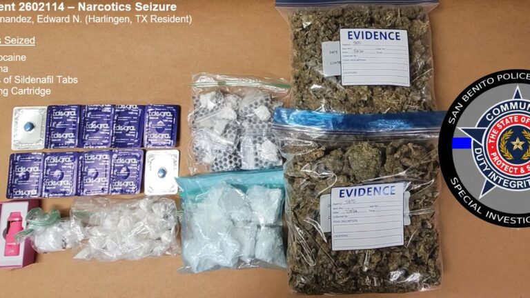 Arrestan a hombre en Harlingen con cocaína, marihuana y otras drogas