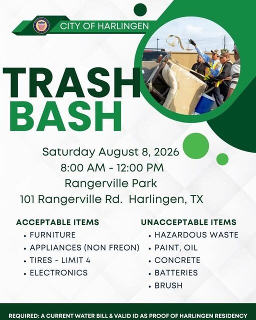 Harlingen realizará jornada gratuita de recolección de desechos este 8 de agosto