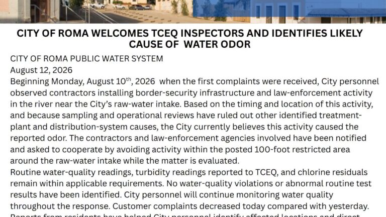 Olor inusual en el agua de Roma estaría relacionado con actividad de seguridad fronteriza