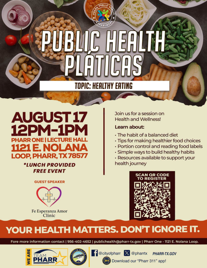 Invitan a charla gratuita sobre alimentación saludable en Pharr