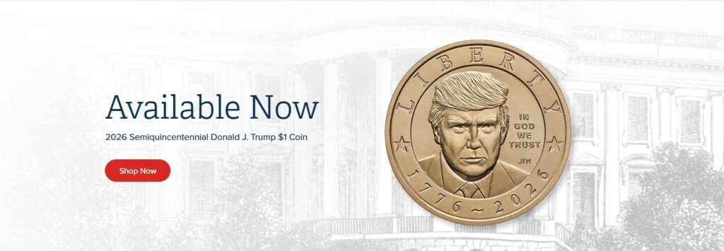 Lanzaran moneda de un dólar con la imagen de Donald Trump por los 250 años de la nación