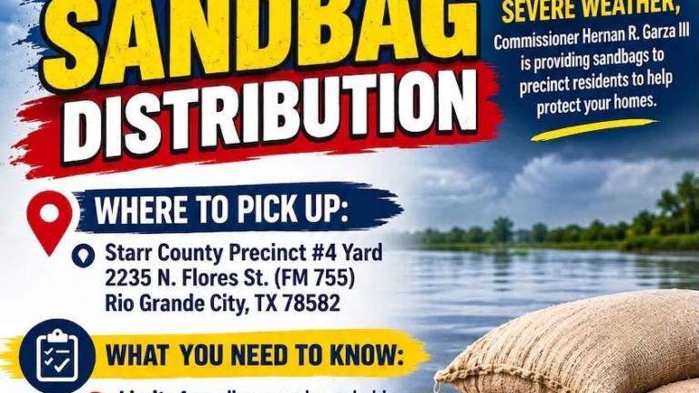 Entregan bolsas de arena gratis ante pronóstico de clima severo en Starr County