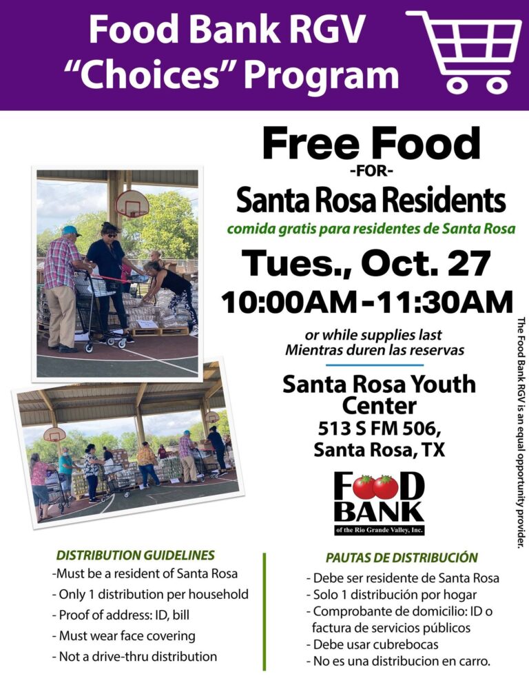 Food Bank RGV ofrecerá alimentos gratis a residentes de Santa Rosa este martes