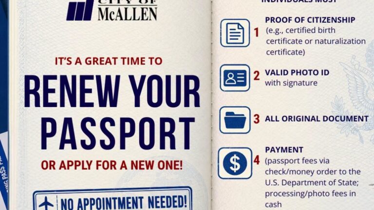 McAllen acepta solicitudes de pasaporte sin cita previa