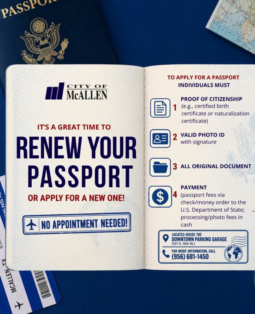 McAllen acepta solicitudes de pasaporte sin cita previa