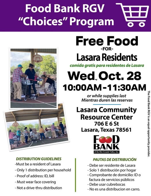 Food Bank RGV ofrecerá comida gratis a residentes de Lasara