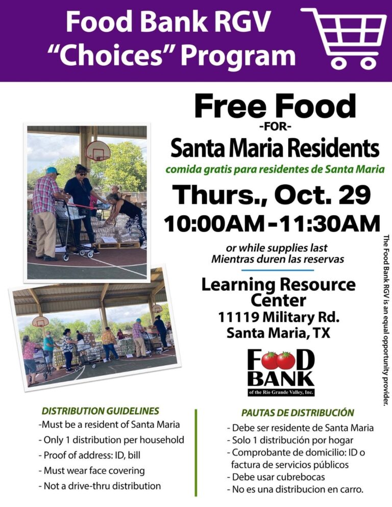 Food Bank RGV ofrecerá distribución gratuita de alimentos en Santa Maria