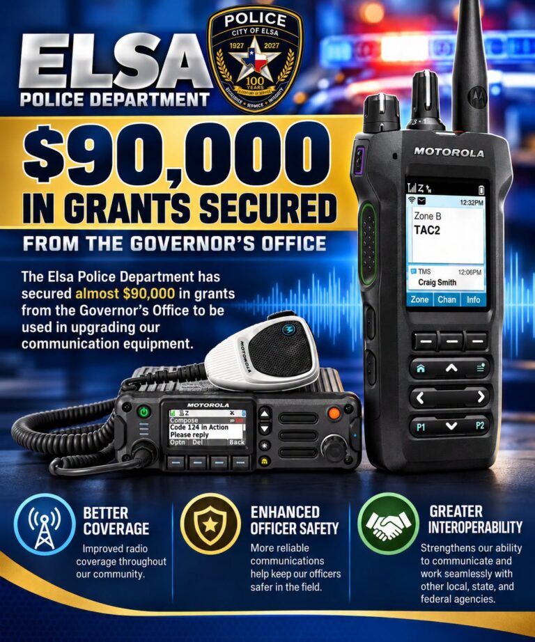 Departamento de Policía de Elsa obtiene cerca de $90 mil en fondos para modernizar equipos de comunicación