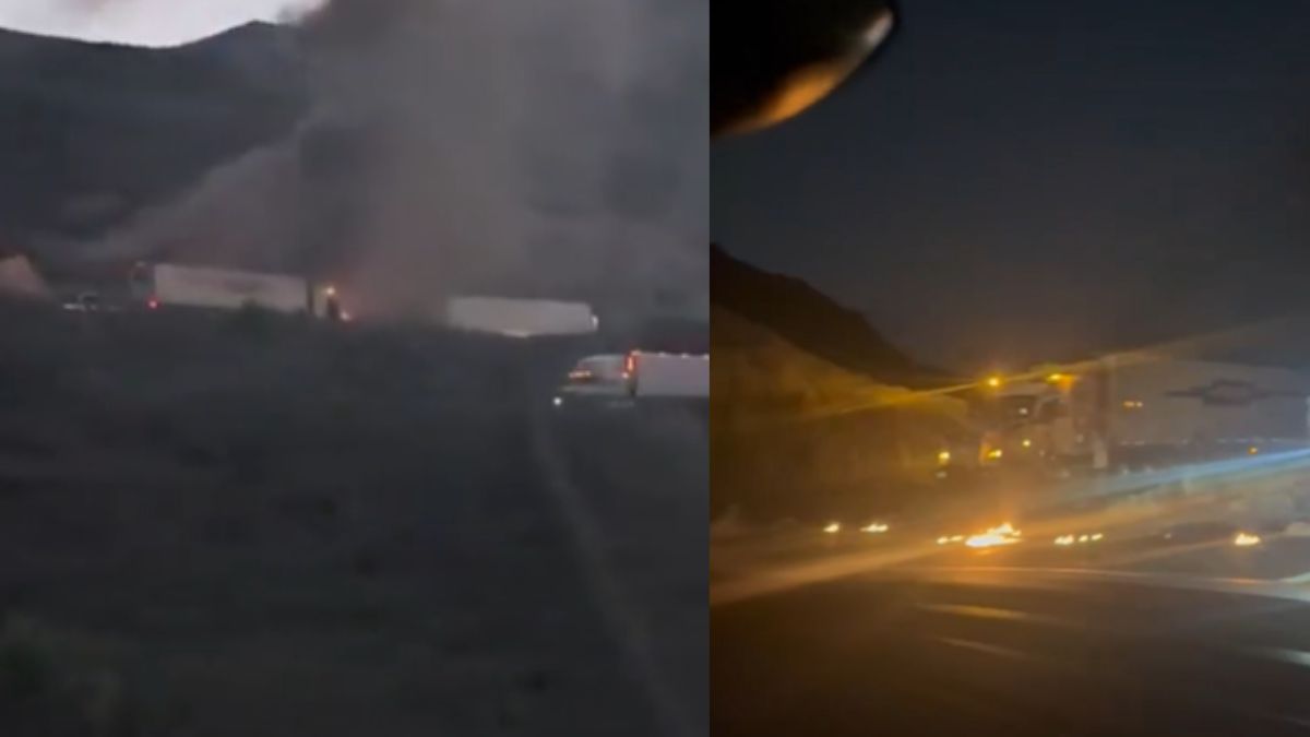 Accidente Grave en la Autopista Monterrey-Saltillo: Tráiler Incendiado y Tráfico Cerrado