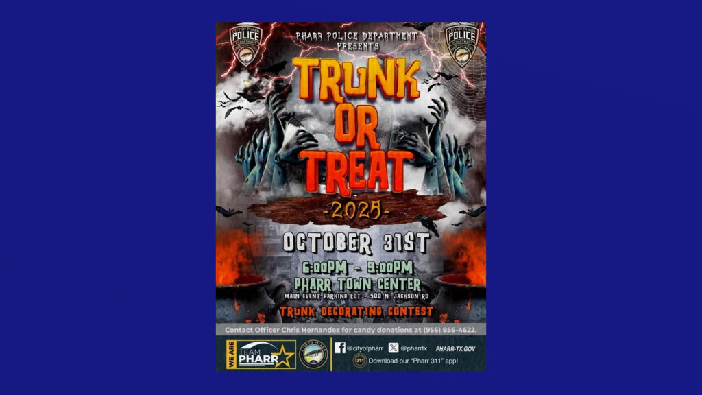Pharr Police invita al evento “Trunk or Treat 2025” este 31 de octubre