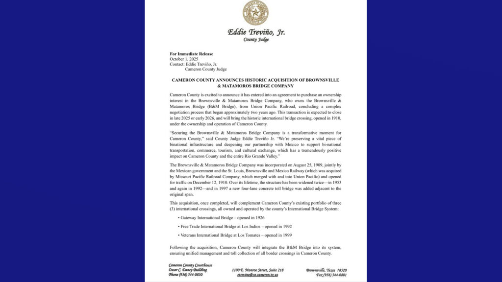 Condado Cameron adquiere histórica compañía del Puente Brownsville & Matamoros