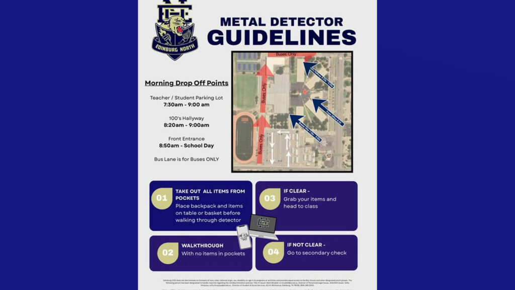 Escuela de Edinburg implementa detectores de metales para reforzar seguridad