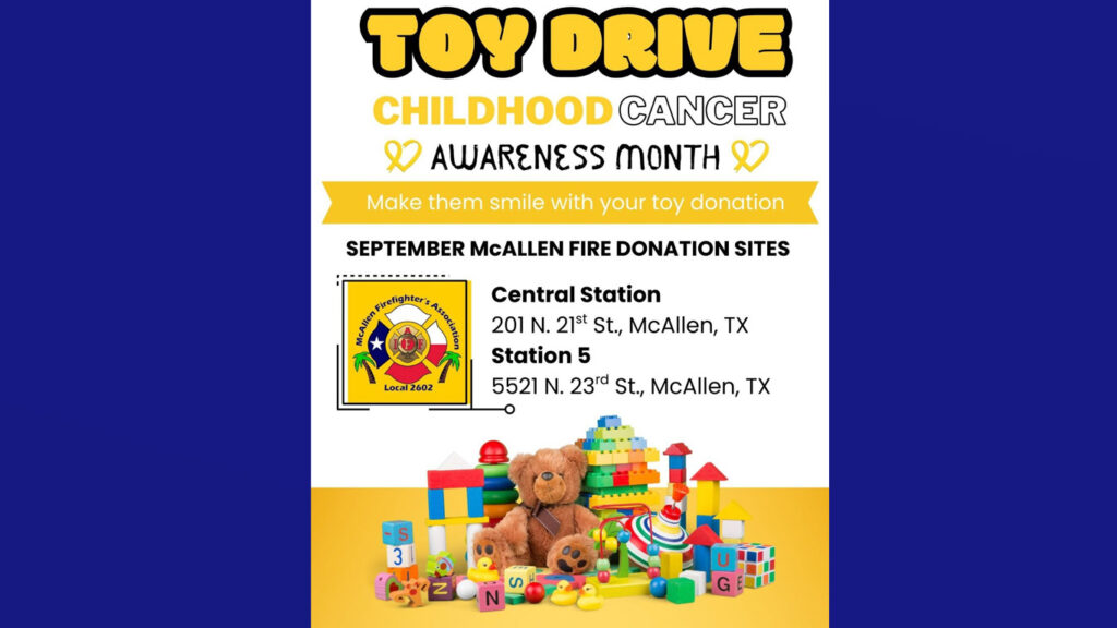 Bomberos de McAllen lanzan colecta de juguetes por el mes de concientización sobre el cáncer infantil