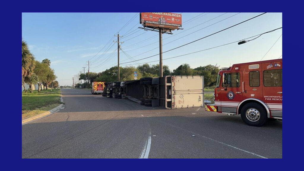 Accidente de tráiler provoca cierre en N. Frontage Rd en Brownsville