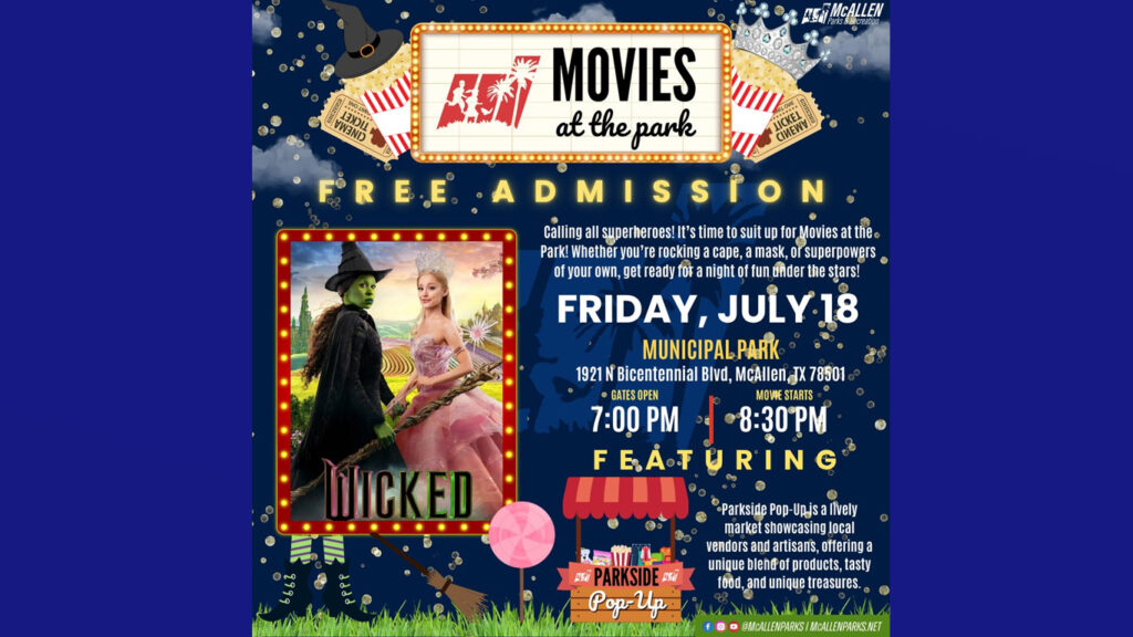 Cine al aire libre en McAllen: “Wicked” se proyectará en el parque municipal con entrada gratuita