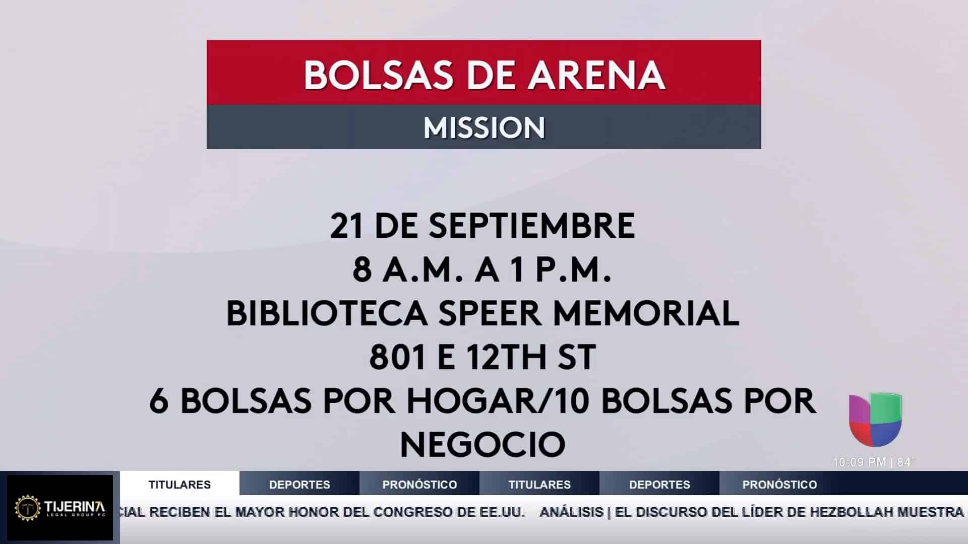 Distribución de Bolsas de Arena en Missión para Prepararse Ante la Temporada de Huracanes